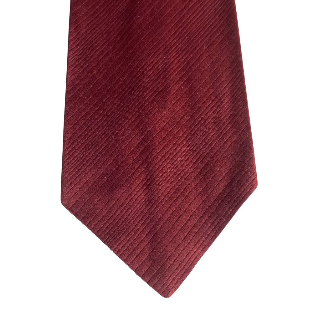 VTG Italian Rhodia Tie Mens Burgundy Maroon Fine Corduroy Ribbed 70s 53.5x4